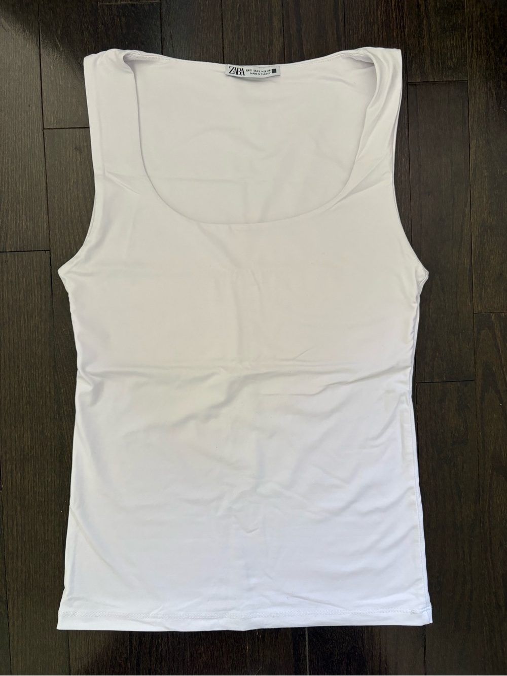 Zara White Scoop Neck Ribbed Tank